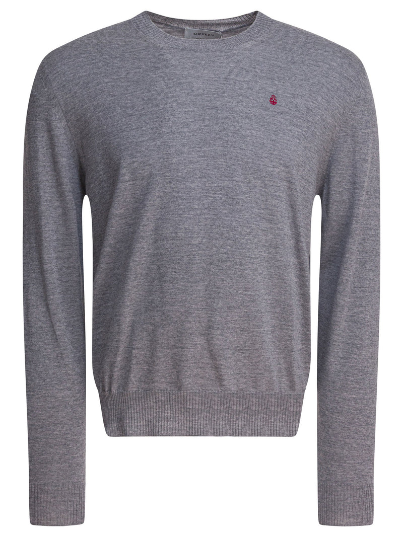 Alexander McQueen Alexander McQueen Grey Wool Skull Pattern Sweater - World Class Fashion