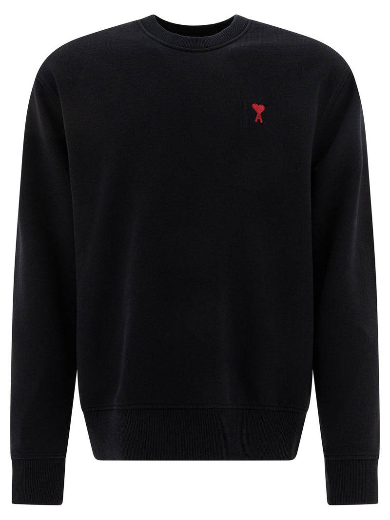 AMI Paris Sudadera con cuello redondo AMI Paris Ami De Coeur negra - World Class Fashion