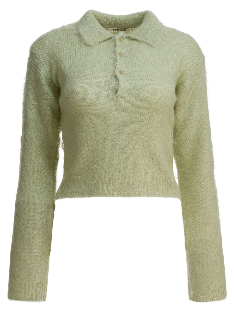 Auralee Auralee - Prendas de punto de mohair y lana para mujer, color caqui claro - World Class Fashion