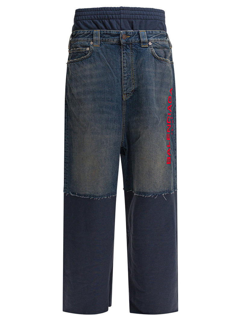 Balenciaga Balenciaga Patched Molleton Jeans Blue Men - World Class Fashion