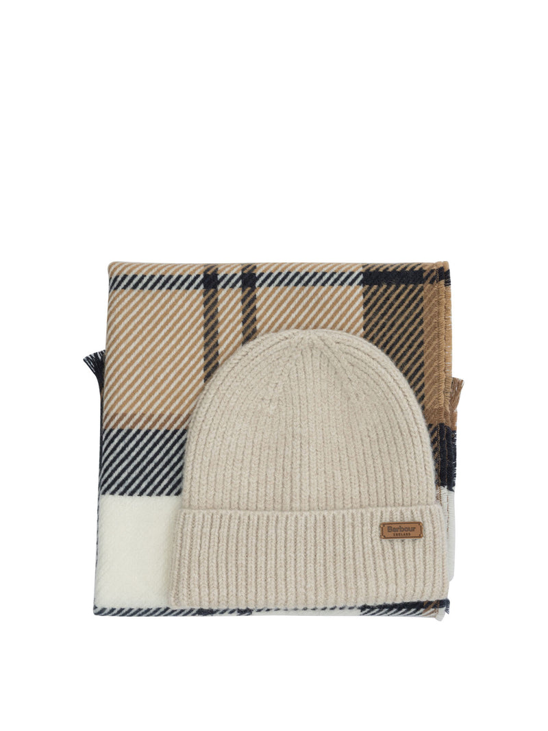 Barbour Barbour Pendle Beanie And Blair Scarf Set Beige - World Class Fashion