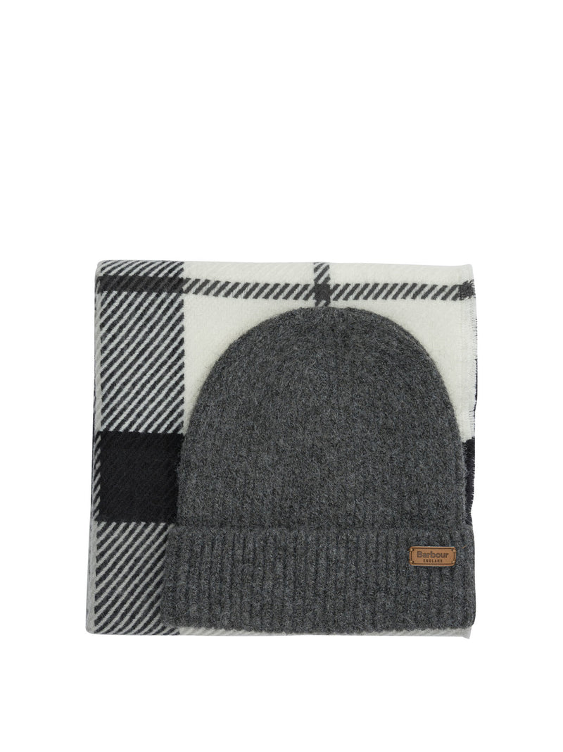 Barbour Barbour Pendle Beanie And Blair Scarf Set Grey - World Class Fashion