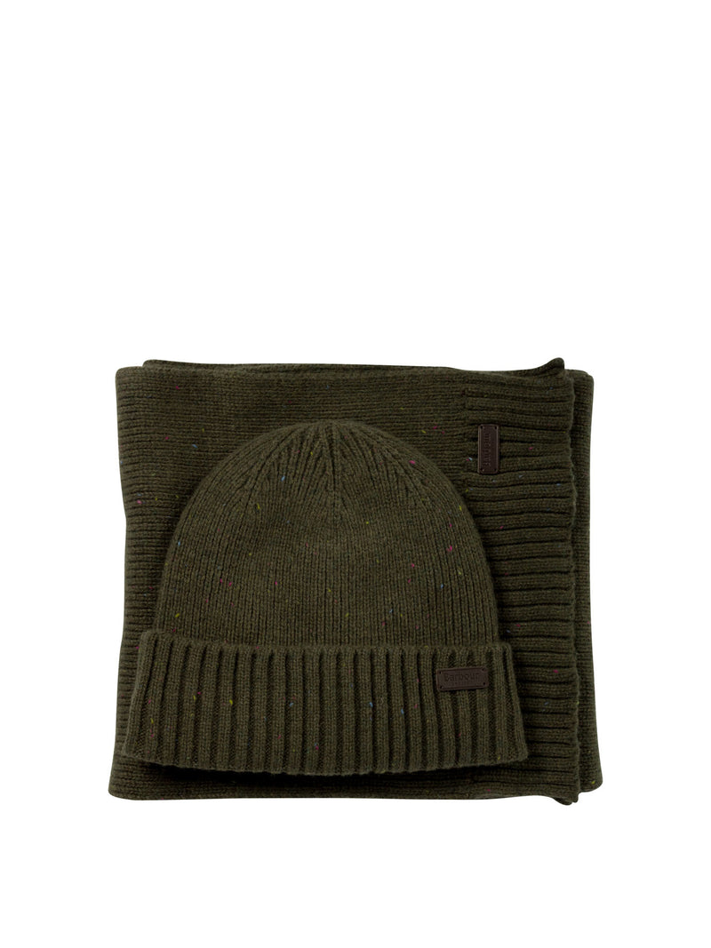 Barbour Gorro y bufanda de tweed Carlton de Barbour en verde - World Class Fashion