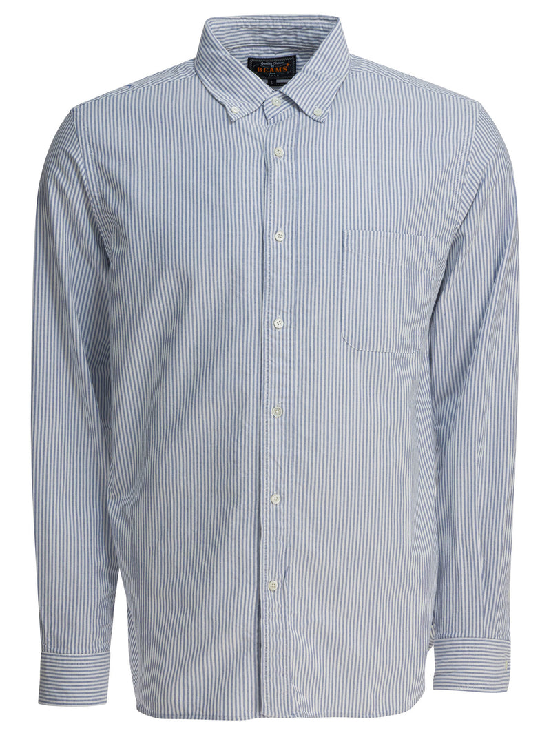 Beams Plus Beams Plus Cotton Striped Shirt Blue - World Class Fashion