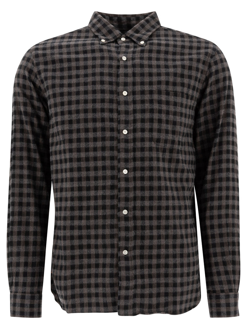 Beams Plus Beams Plus Bd Gingham Check Shaggy Shirt Grey - World Class Fashion