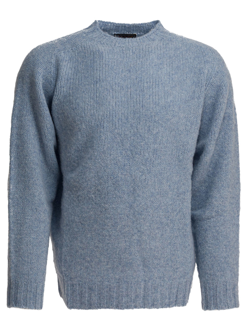 Beams Plus Jersey Beams Plus Shaggy Bernard de cuello redondo azul claro - World Class Fashion