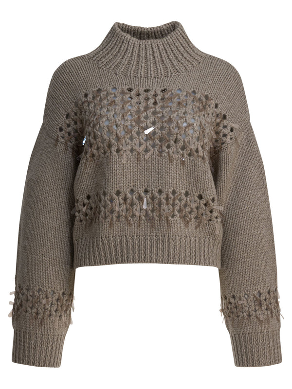 Brunello Cucinelli Embellished Cashmere Crewneck Sweater