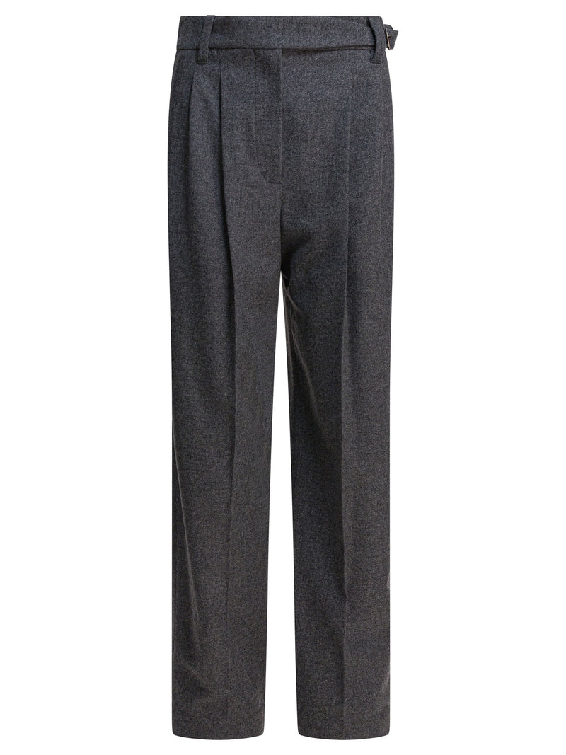 Brunello Cucinelli Brunello Cucinelli Wool Pants with Belt Grey - World Class Fashion