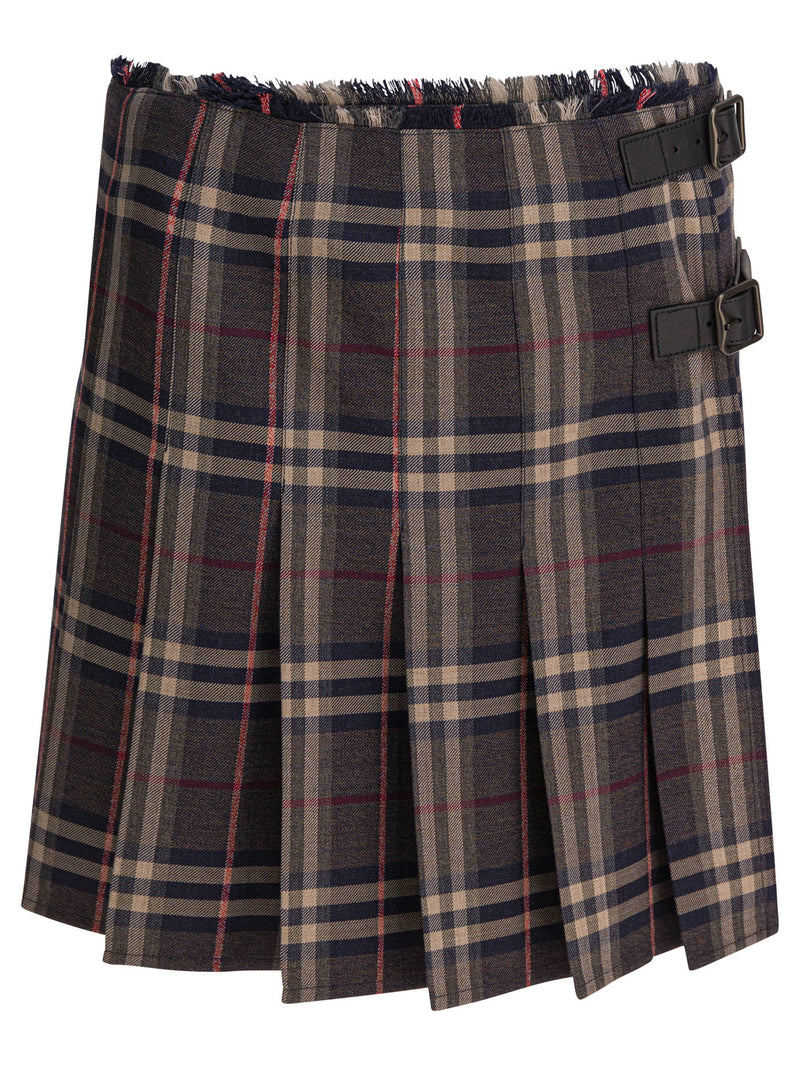 Burberry Burberry Check Wool Mini Kilt Black - World Class Fashion
