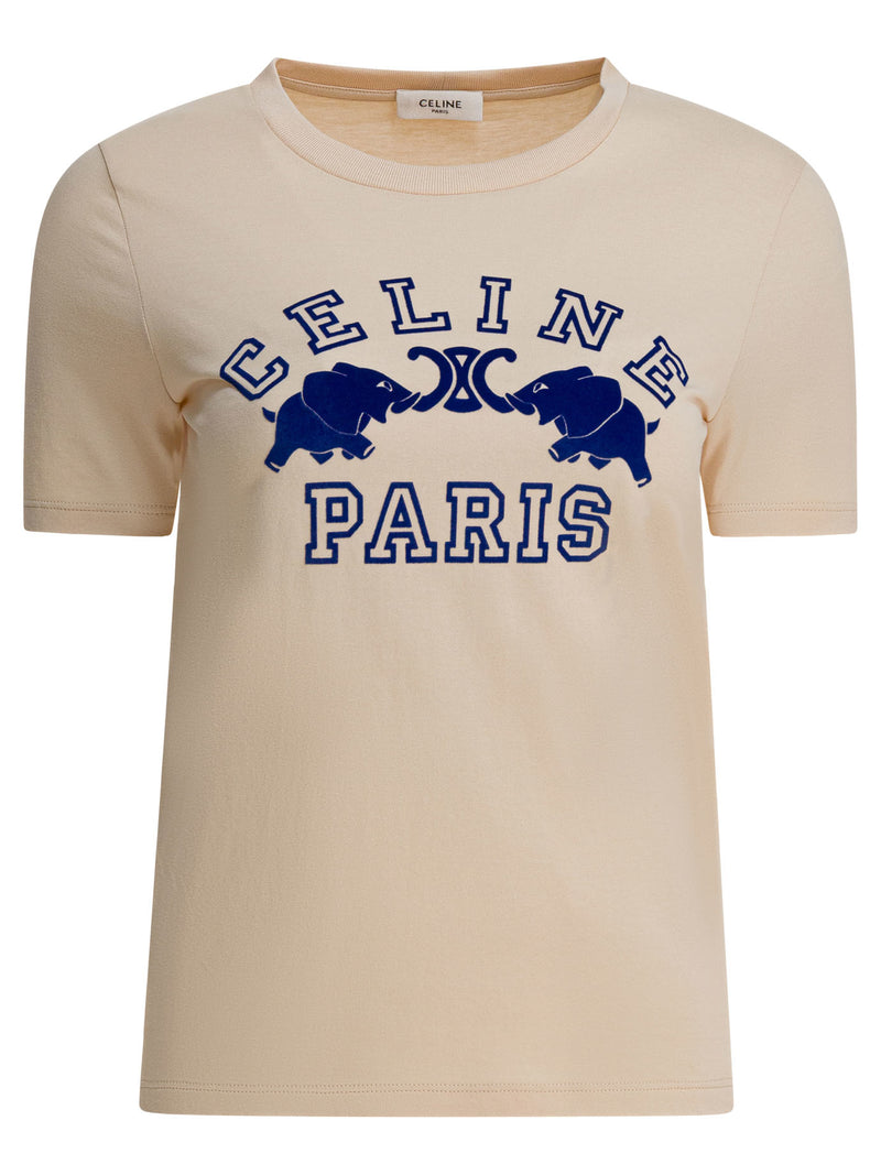 Celine Celine Cotton T-Shirt Beige Women - World Class Fashion