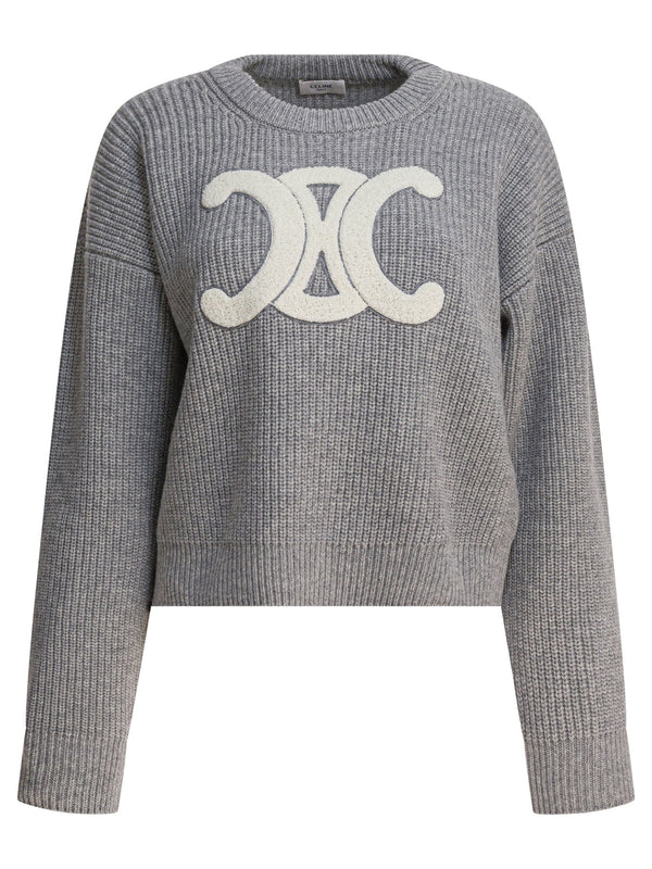 Celine Ribbed Wool Crew Neck Sweater