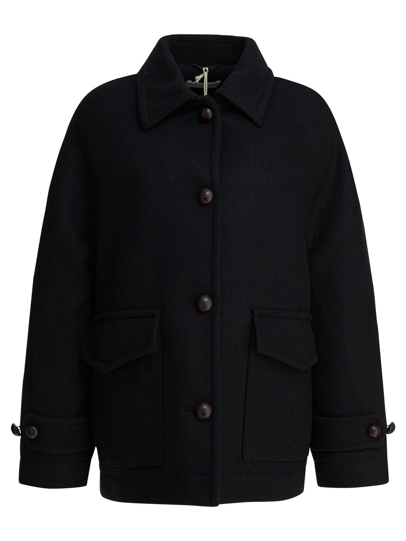 Circolo 1901 Chaqueta Circolo 1901 de mezcla de lana para mujer, color negro - World Class Fashion