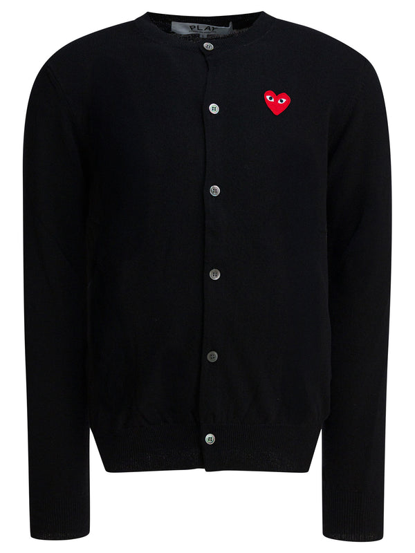 Comme Des Garcons Play Wool Caridgan With Embroidered Logo