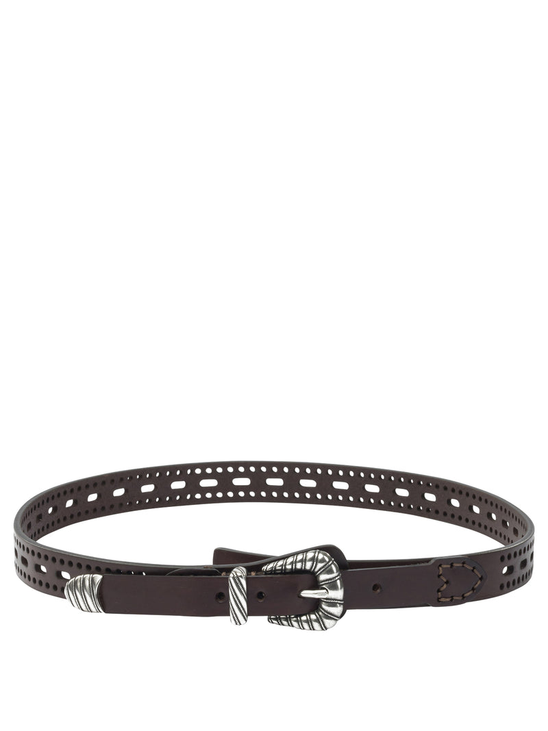 Etro Etro Brown Leather Belt With Perforated Details - World Class Fashion