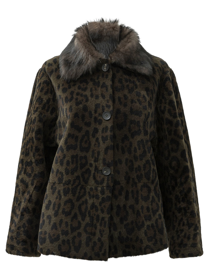 Furling By Giani Abrigo reversible de piel de oveja Furling By Giani, color verde - World Class Fashion