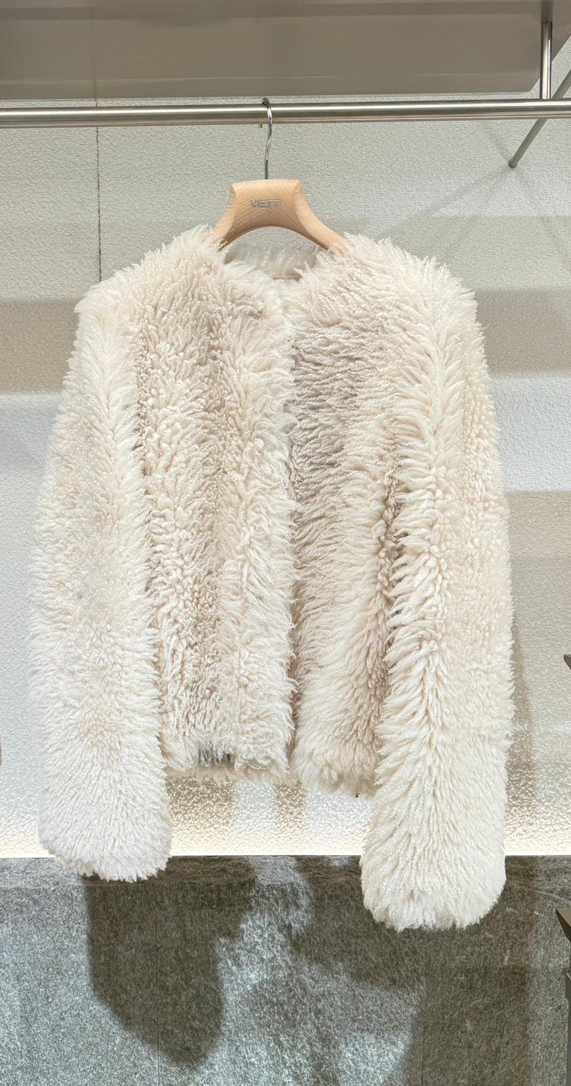 Furling By Giani Chaqueta de piel de cordero blanca Furling By Giani para mujer - World Class Fashion