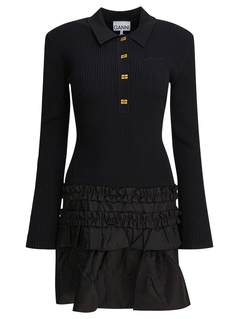 Ganni Ganni Flared Dress Black Women - World Class Fashion