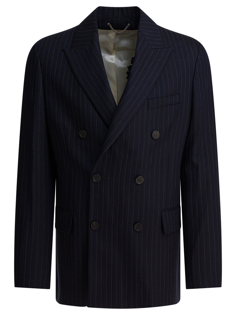 Golden Goose Golden Goose Double-Breasted Wool Blazer Blue Men - World Class Fashion