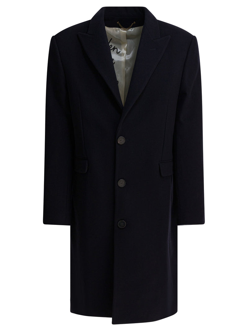 Golden Goose Golden Goose Single-Breasted Wool Coat Blue - World Class Fashion