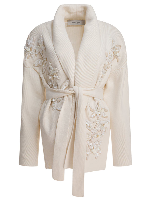 Golden Goose Cardigan With Floral Embroidery