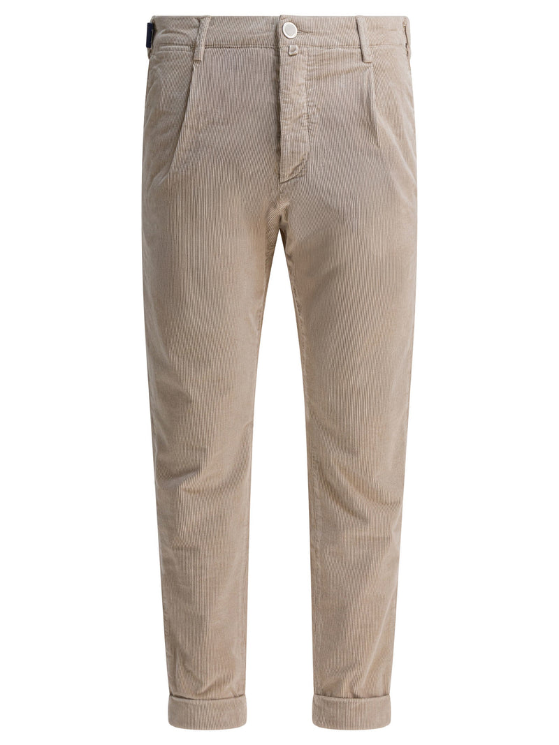 Jacob Cohën Jacob Cohën Beige Cotton Modal Men Trousers - World Class Fashion