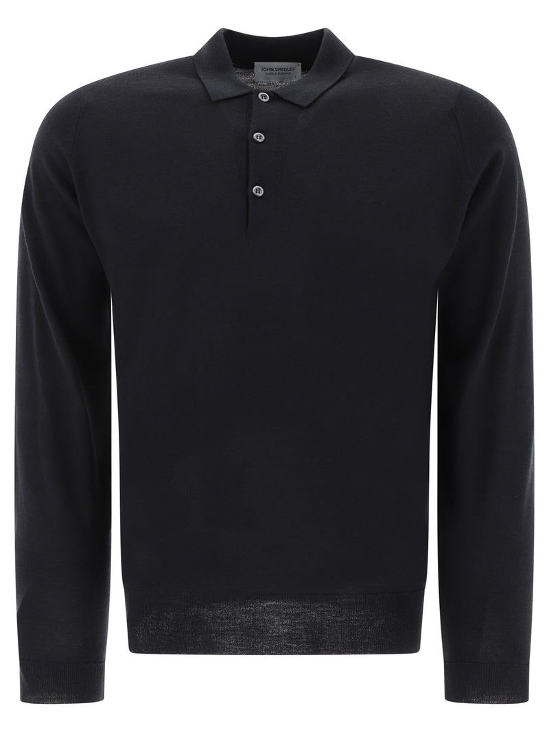 John Smedley John Smedley Belper Merino Wool Polo Shirt Black - World Class Fashion