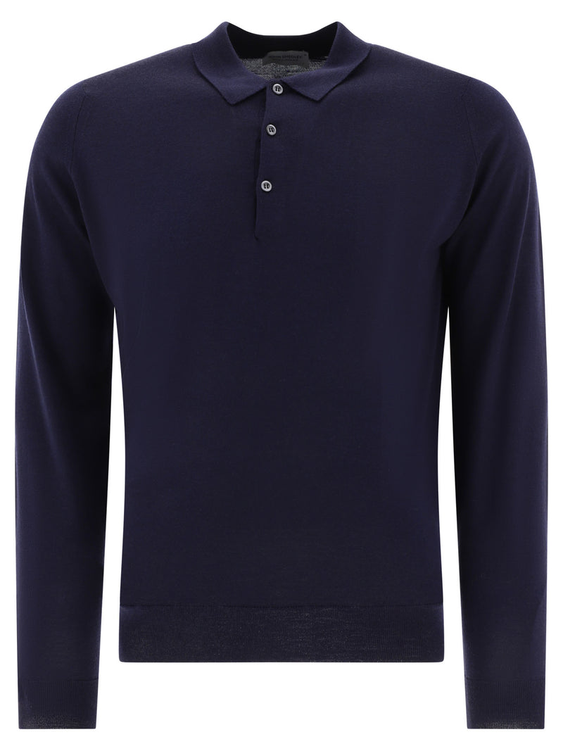 John Smedley John Smedley Belper Merino Wool Polo Shirt Blue - World Class Fashion