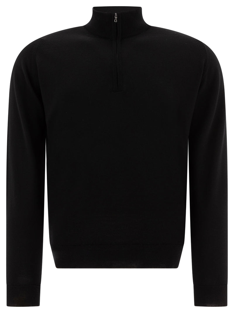 John Smedley Suéter Tapton con media cremallera de John Smedley, color negro - World Class Fashion