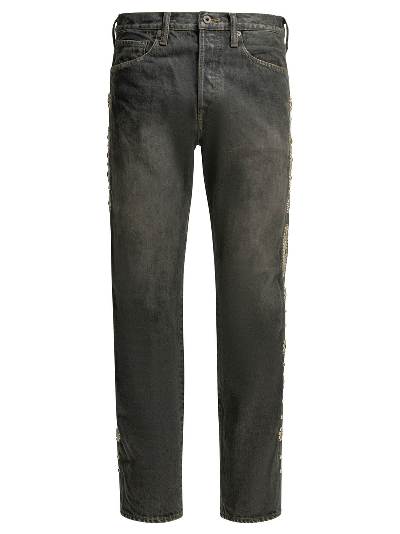 Kapital Kapital 14oz Black Monkey Cisco Studs Jeans Black - World Class Fashion