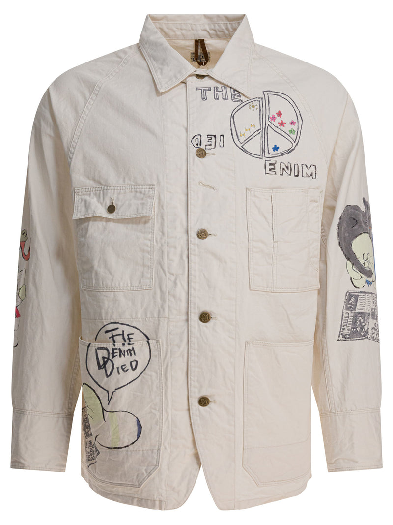 Kapital Kapital Memorial Paint Overshirt Jacket Beige - World Class Fashion