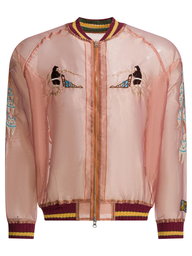 Kapital Kapital Sheer Pearl Mosquito Guard Bomber Jacket Orange - World Class Fashion
