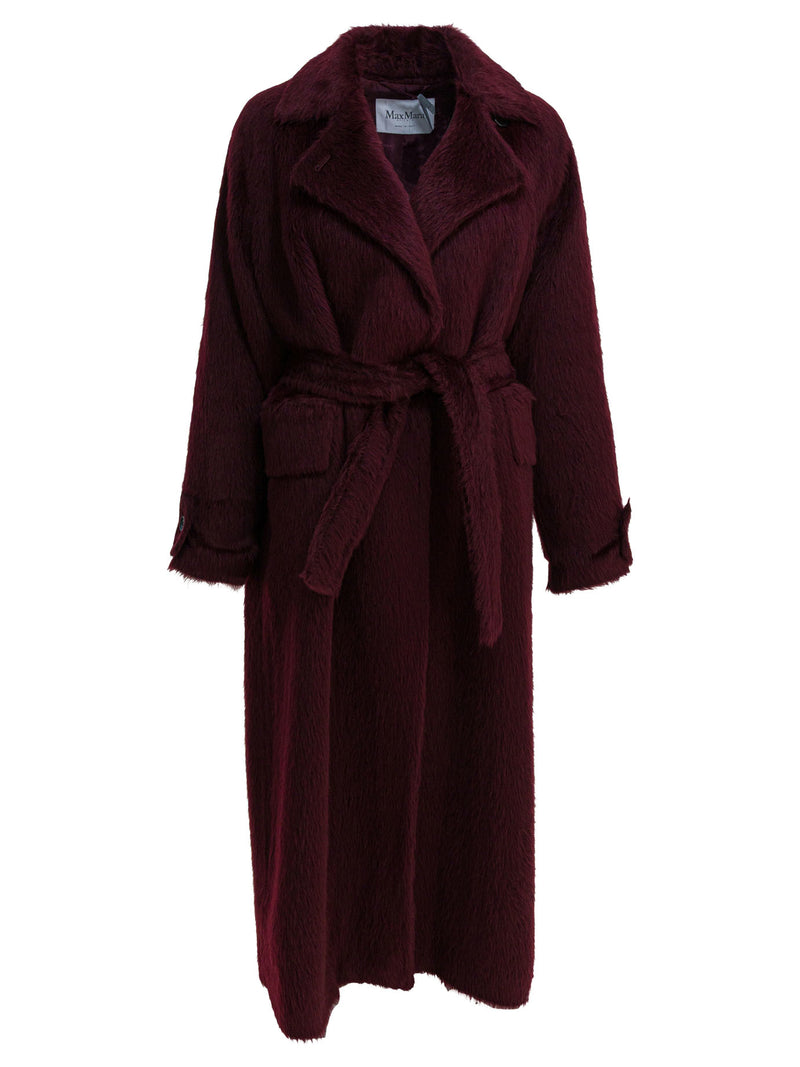 Max Mara Max Mara Alpaca Wool Long Coat Bordeaux - World Class Fashion