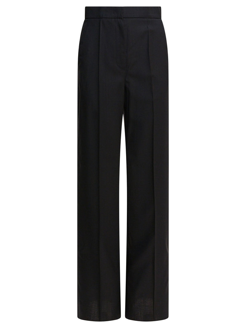 Max Mara Max Mara Light Wool Straight Trousers Black - World Class Fashion