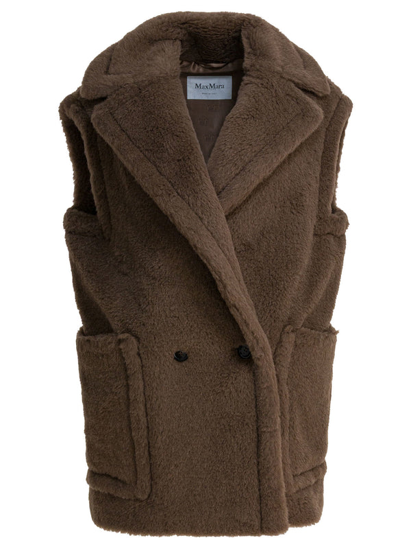 Max Mara Sleeveless Teddy Jacket In Alpaca And Wool