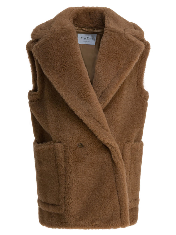 Max Mara Double-breasted Sleeveless Jacket In Teddy