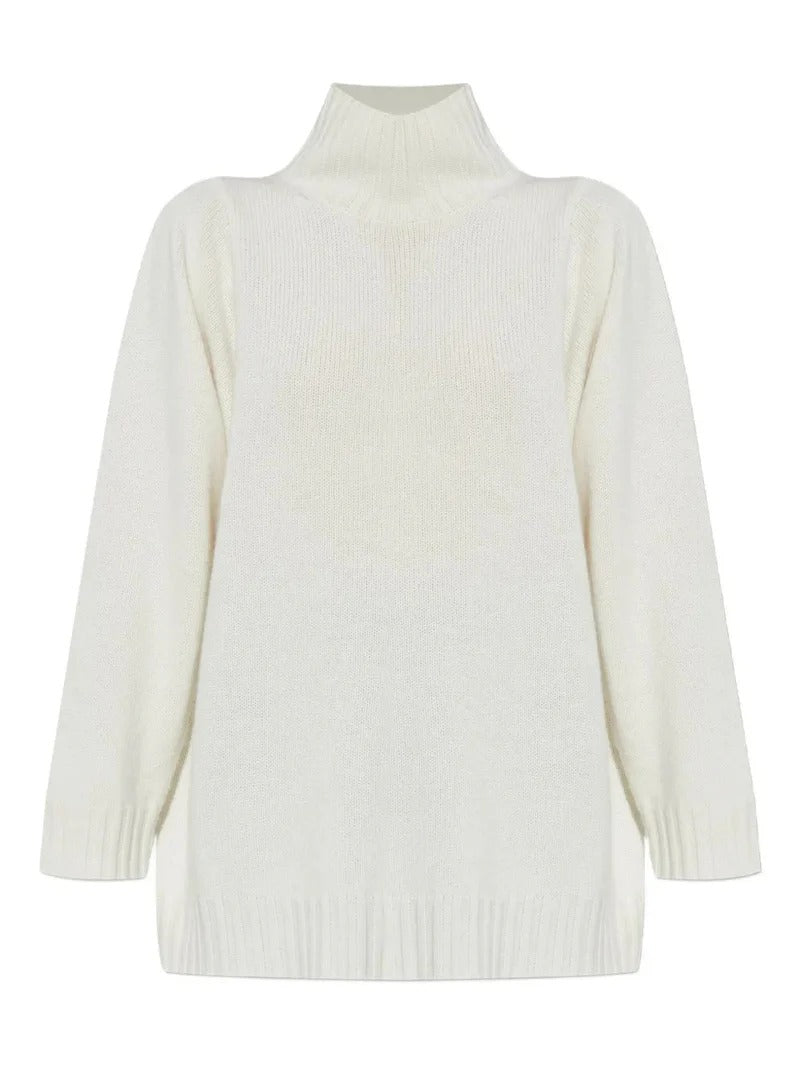 Max Mara Max Mara Aceti High Neck Sweater White - World Class Fashion