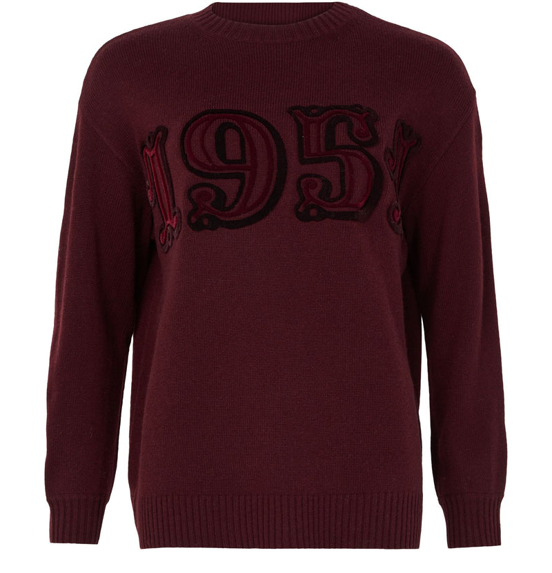 Max Mara Max Mara Fido Crewneck Sweater Bordeaux Wool Cashmere - World Class Fashion