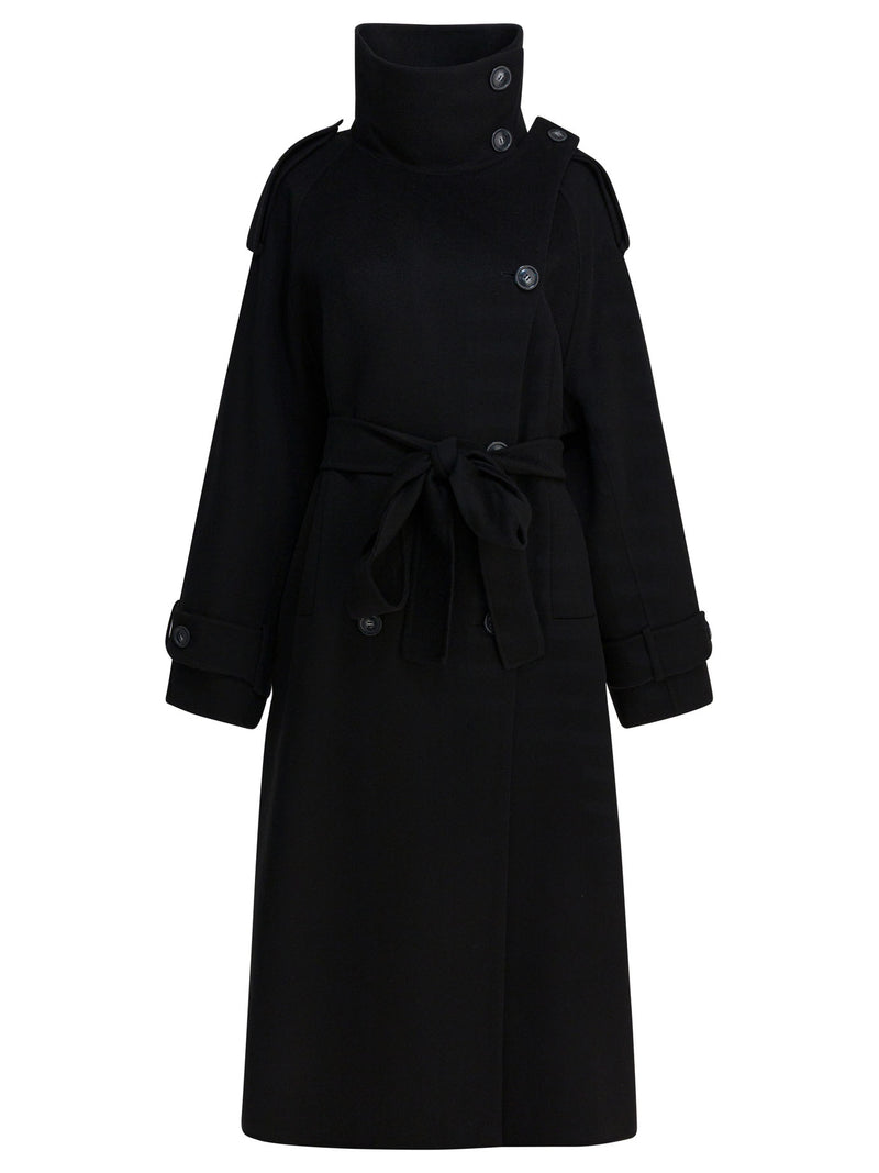 Max Mara Sportmax Abrigo largo de lana virgen Max Mara Sportmax negro - World Class Fashion