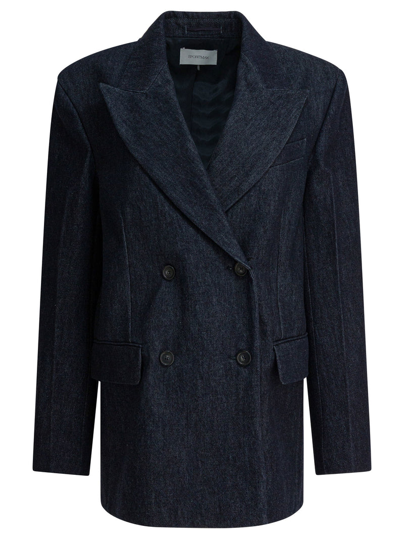 Max Mara Sportmax Max Mara Sportmax Americana Cruzada Holgada Azul - World Class Fashion