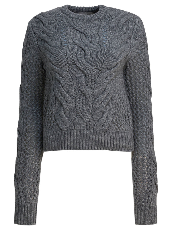 Max Mara Sportmax Wool-blend Crewneck Sweater With Braids
