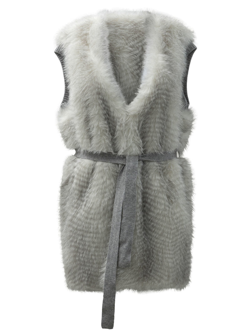 Max&Moi Max&Moi Reversible Sleeveless Jacket with Belt Grey - World Class Fashion