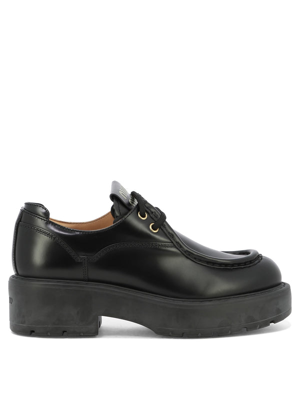 Miu Miu Leather Lace-up Loafers
