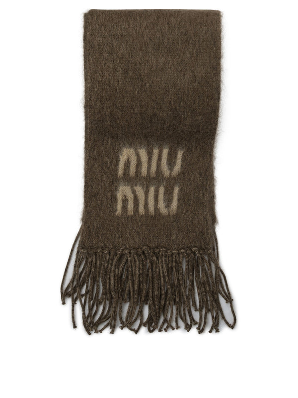 Miu Miu Merino Wool Scarf With Logo