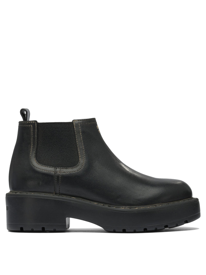 Miu Miu Botines Chelsea Miu Miu de cuero negros - World Class Fashion