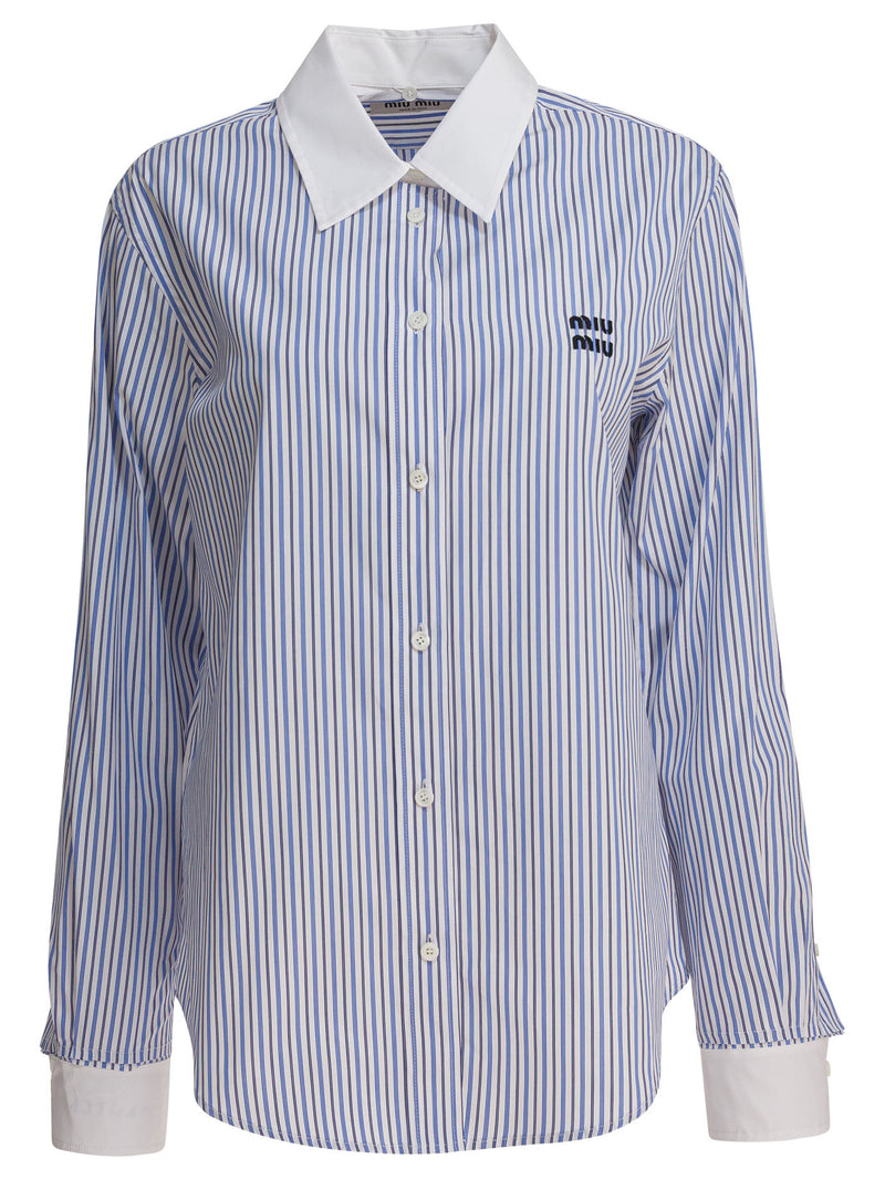 Miu Miu Miu Miu Cotton Poplin Shirt White Women - World Class Fashion