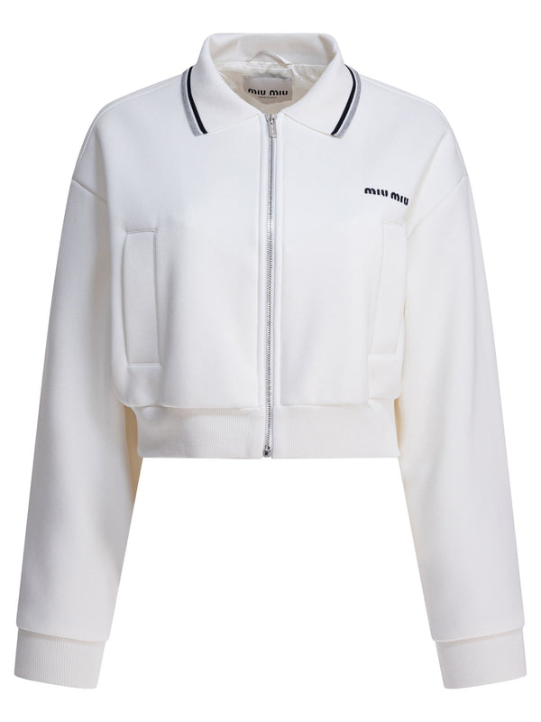 Miu Miu Lightweight Cotton Jacket With Logo