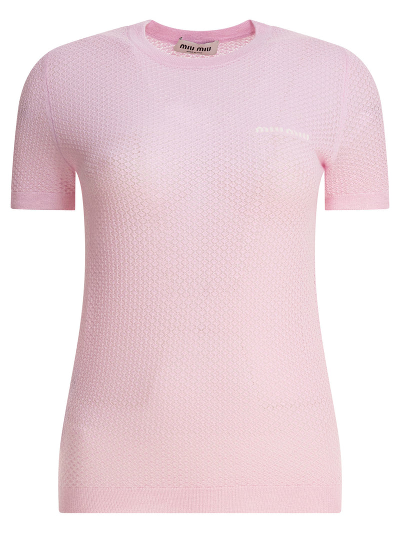 Miu Miu Miu Miu Suéter de Cachemira Cuello Redondo Rosa para Mujer - World Class Fashion