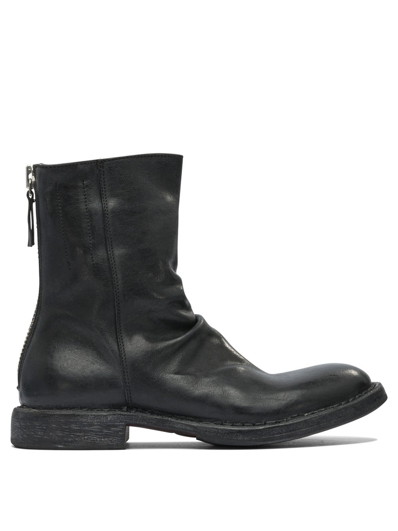 Moma Moma Minsk Black Leather Zippered Ankle Boots - World Class Fashion