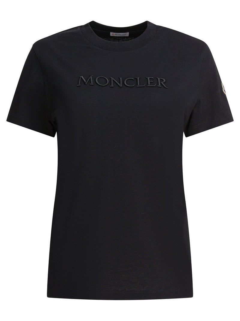 Moncler Moncler Embroidered Logo T-Shirt Black Women - World Class Fashion