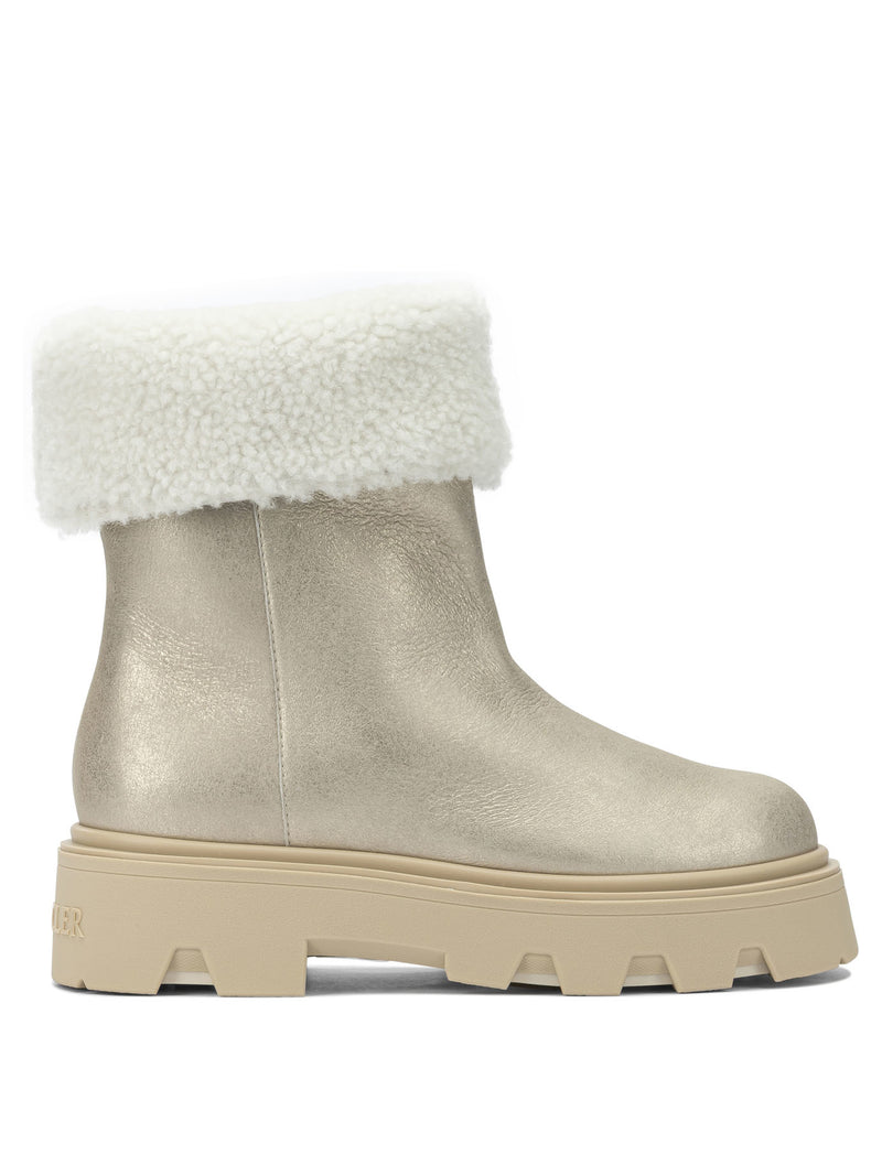 Moncler Moncler Aurea Shearling Ankle Boots Gold - World Class Fashion